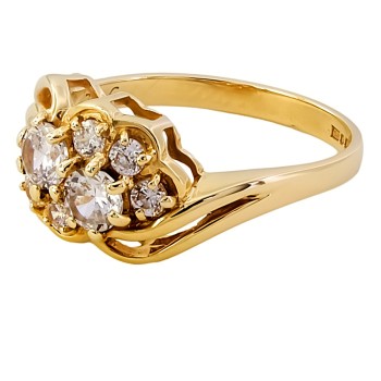 9ct gold Cubic Zirconia Cluster Ring size N